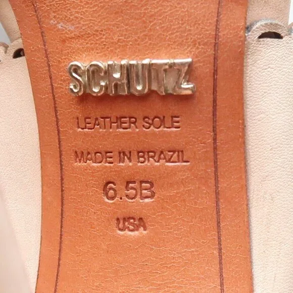 Schutz Tan Perforated Leather Heels Lace-up Peep Toe Summer Shoes Size 6.5 - Picture 8 of 16